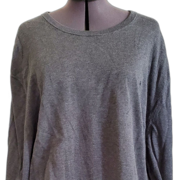 Calvin Klein Sweater Men’s XXL Gray Supima Cotton Crew Neck Pullover Logo - Picture 2 of 9